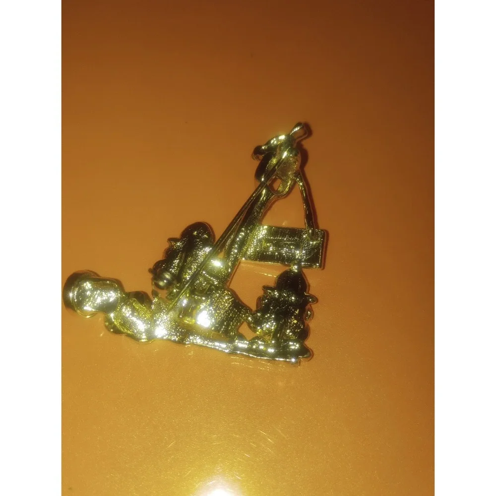 AJC Plant Manager Gold Tone Brooch 1 3/4 Inch 1980 Vintage‎ Signed
